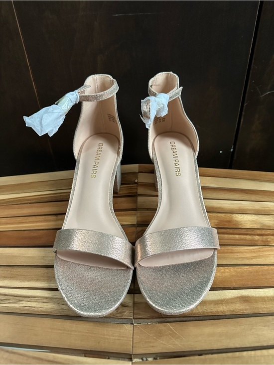 Dream Pairs Shoes - Dream Pairs Metallic Rose Heeled Ankle-Strap Sandals
